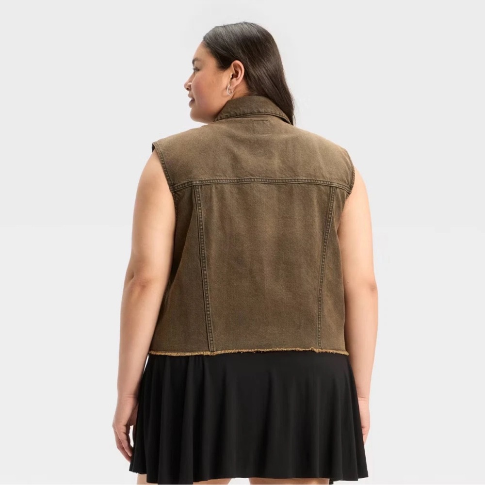 Women's Denim Oversized Trucker Vest - Wild Fable Brown - Picture 6 of 6